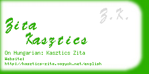 zita kasztics business card